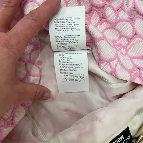 BOUTIQUE MOSCHINO {8} Pink Lavender Dress Cap Sleeve Fitted - Picture 10 of 10